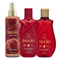 Kit Paixão Ameixa Rubi: Loção Hidratante, Óleo Corporal e Body Splash 200ml Kit Paixão Ameixa Rubi: Loção Hidratante, Óleo Corporal e Body Splash 200ml