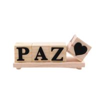 KIT Palavra Paz de cubos + Bandeja +Cubo Coração Madeira Pinus KIT Palavra Paz de cubos + Bandeja +Cubo Coração Madeira Pinus
