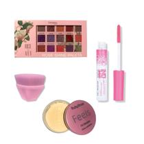 Kit Paleta de Sombras 21 Cores Febella Pincel Hexágono Corretivo Bb Cream Base Pó Banana Gel Incolor Game On