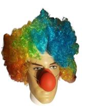 Kit Palhaço Peruca Colorida e nariz borracha c/ som Fantasia Kit Palhaço Peruca Colorida e nariz borracha c/ som Fantasia
