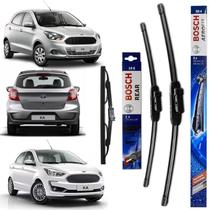 Kit Palheta Ford Ka 2014 2015 2016 2017 2018 2019 2020 2021 Limpador Para brisa Dianteiro e Traseiro Bosch