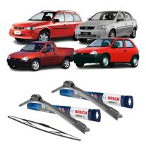 Kit Palheta Limpador de Parabrisa Bosch Original Corsa Hat Wag Sed Pickup 2 Dianteiras e 1 Traseira Kit com 3 unidades