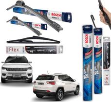 kit Palheta Limpardor Parabrisa Dianteira Bosch + Traseira Vetor Compass 2017 2018 2019 2020 2021 2022