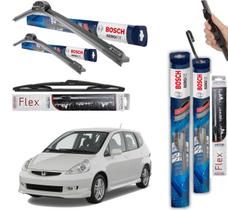 kit Palheta Limpardor Parabrisa Dianteira Bosch + Traseira Vetor Honda Fit 2004 2005 2006 a 2008