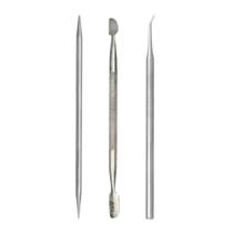 Kit Palito, Espátula dupla e Desencravador Inox para manicure, pedicure podologia e salão de beleza