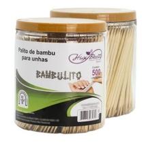 Kit Palito Unhas Bambu Ponta/Chanfro Manicure - 500und