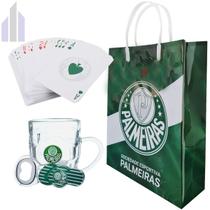 Kit Palmeiras Caneca de Vidro Oficial, Abridor de Garrafas, Baralho e Sacola de Presentes