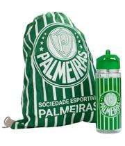 Kit Palmeiras Garrafa 450ml e Mochila Saco Oficial Torcedor, Escolar, Presente