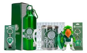 Kit Palmeiras Mascote Caneca Inox Chaveiro E Garrafa Oficial