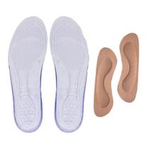 Kit Palmilha Air Gel Cristal Com Ajuste Protetor De Calcanhar