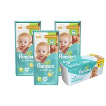 Kit Pampers Fraldas Confort Sec P com 150 Un + Toalhinhas Umedecidas Fresh Clean com 96 Unidades Kit Pampers Fraldas Confort Sec P com 150 Un + Toalhinhas Umedecidas Fresh Clean com 96 Unidades