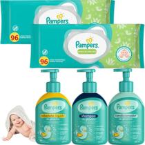 Kit Pampers Shampoo Condi Glicerina Lenço Umedecidos Toalhas Glicerina Lenços Aloe Vera Hipoalergênica