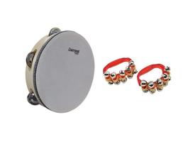 Kit Pandeiro Infantil 8" Madeira + Par Chocalhos - Liverpool Kit Pandeiro Infantil 8" Madeira + Par Chocalhos - Liverpool