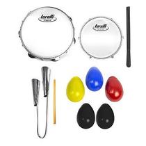 Kit Pandeiro + Tamborim Com Baqueta + Agogô E Ganza