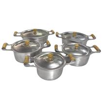 Kit Panela Alumínio Fundido 05 Peça Com Tampa Leve Super Resistente