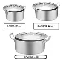 Kit Panela Caçarola Ind. Alum.Vigor 24/28/30 cm Kit Panela Caçarola Ind. Alum.Vigor 24/28/30 cm