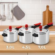Kit Panela de Pressão 3 Litros, 4,5 Litros e 7 Litros Cor:Prateado