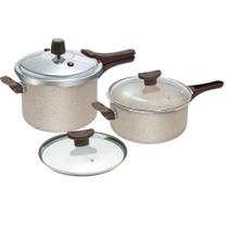 Kit Panela de Pressão Crema 3 e 4,5 Litros mais tampas de vidro Kit Panela de Pressão Crema 3 e 4,5 Litros mais tampas de vidro