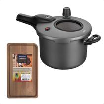 Kit Panela De Pressão Grafite Antiaderente Com 4,5 Litros e Tabua de Cortar Tramontina