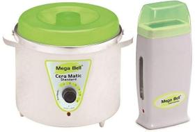 Kit Panela Depilação Termocera 700g Sem Refil Branca com Verde Limão + Aquecedor de Cera Roll-on Verde Limão