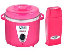 Kit Panela Depilação Termocera 700g Sem Refil Toda Rosa + Aquecedor de Cera Roll-on Todo Rosa