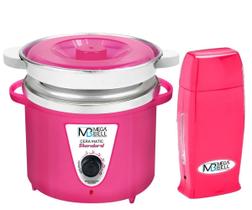 Kit Panela Depilação Termocera 900g Com Refil Toda Rosa + Aquecedor de Cera Roll-on Todo Rosa