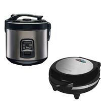 Kit Panela Elétrica de Arroz e Legumes Inox 6 Xícaras Agratto + Omeleteira Mr Cheff Inox Redonda Agratto - 127v