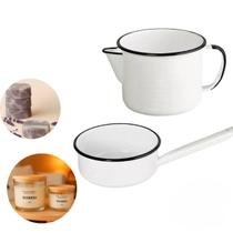Kit Panela Papeiro e Caneca com Bico Esmaltada Artesanato