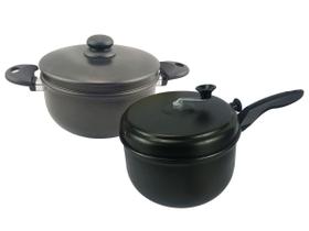 Kit Panela Pipoqueira de Alumínio Antiaderente 3,6L + Panela Banho Maria 4 Peças Kit Panela Pipoqueira de Alumínio Antiaderente 3,6L + Panela Banho Maria 4 Peças