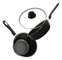 Kit Panelas 14cm Frigideira E Panelinha Com Tampa De Vidro