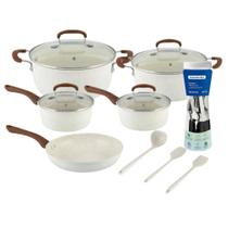 Kit Panelas 8pçs Jaguar Com Faqueiro Tramontina 24pçs Bege/preto