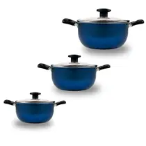 Kit Panelas Antiaderente 3 Peças 16,18 e 20 Azul