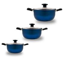 Kit Panelas Antiaderente 3 Peças 16,18 e 20 Azul