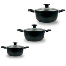 Kit Panelas Antiaderente 3 Peças 16,18 e 20 Preto