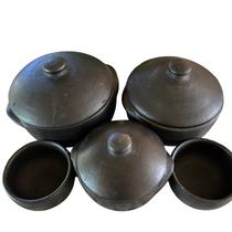 Kit Panelas de Barro Capixaba 1L 2L 3L 2 Cumbucas Conjunto Completo para Moqueca e Feijoada
