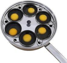 Kit Panelas de Caçar Ovos em Aço Inox com 6 Copos de Silicone - livre de BPA, para Fogão de Indução