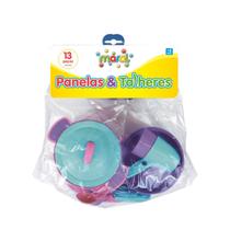 Kit panelas e talhares rosa e roxo solapa - maral 1025 Kit panelas e talhares rosa e roxo solapa - maral 1025