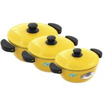 Kit Panelas Gulê Alumínio 2,2L 2,5L 3,5L 3 Peças Amarelo Kit Panelas Gulê Alumínio 2,2L 2,5L 3,5L 3 Peças Amarelo