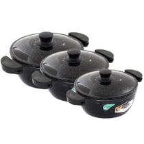 Kit Panelas Gulê Alumínio 2,2l 2,5l 3,5l 3 Peças Preto