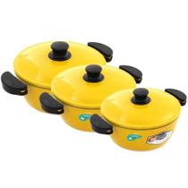 Kit Panelas Gulê Alumínio 3 Peças modelo na cor Amarelo.