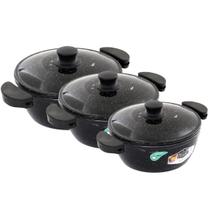 Kit Panelas Gulê Alumínio 900ml 1,45L 1,75L 3 Peças Preto Kit Panelas Gulê Alumínio 900ml 1,45L 1,75L 3 Peças Preto