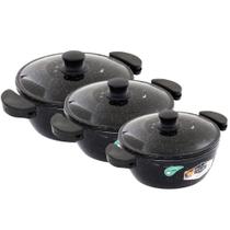 Kit Panelas Gulê Alumínio 900ml 1,45l 1,75l 3 Peças Preto