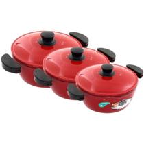 Kit Panelas Gulê Alumínio 900ml 1,45l 1,75l 3 Peças Vermelho Kit Panelas Gulê Alumínio 900ml 1,45l 1,75l 3 Peças Vermelho