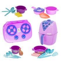 Kit Panelas Infantil Cozinha Comida Air Fryer Fogão 22pç