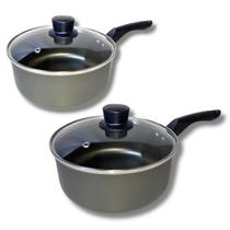 Kit Panelas Marcolar N16 E 18 Antiaderente com Tampa de vidro