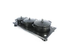 Kit Panelas Mini Fogão a Lenha Alumínio Fundido Craqueadas Preto