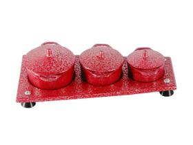 Kit Panelas Mini Fogão a Lenha Alumínio Fundido Craqueadas Vermelho