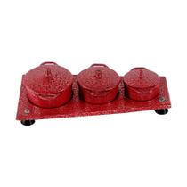 Kit Panelas Mini Fogão a Lenha Alumínio Fundido Craqueadas Vermelho Kit Panelas Mini Fogão a Lenha Alumínio Fundido Craqueadas Vermelho