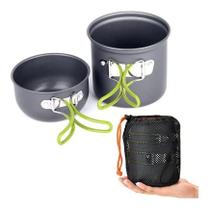 Kit Panelas Táticas Camping Alumínio 2 Pçs Com Pegador Kit Panelas Táticas Camping Alumínio 2 Pçs Com Pegador