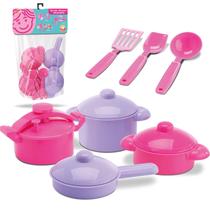 Kit Panelinhas Acessórios De Cozinha Infantil 7 Peças Rosa Faz De Conta - Silmar Brinquedos